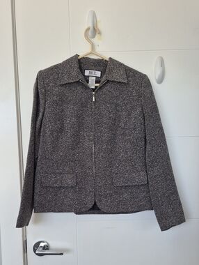 Bice By Sag Harbor Women's Tweed Zip-Up Blazer in Charcoal
